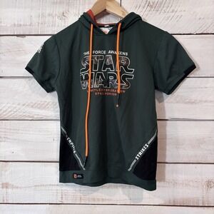 Starwars The Force‎ Awakens Short Sleeve Pull Over Hoodie Men's Sz 30 Green